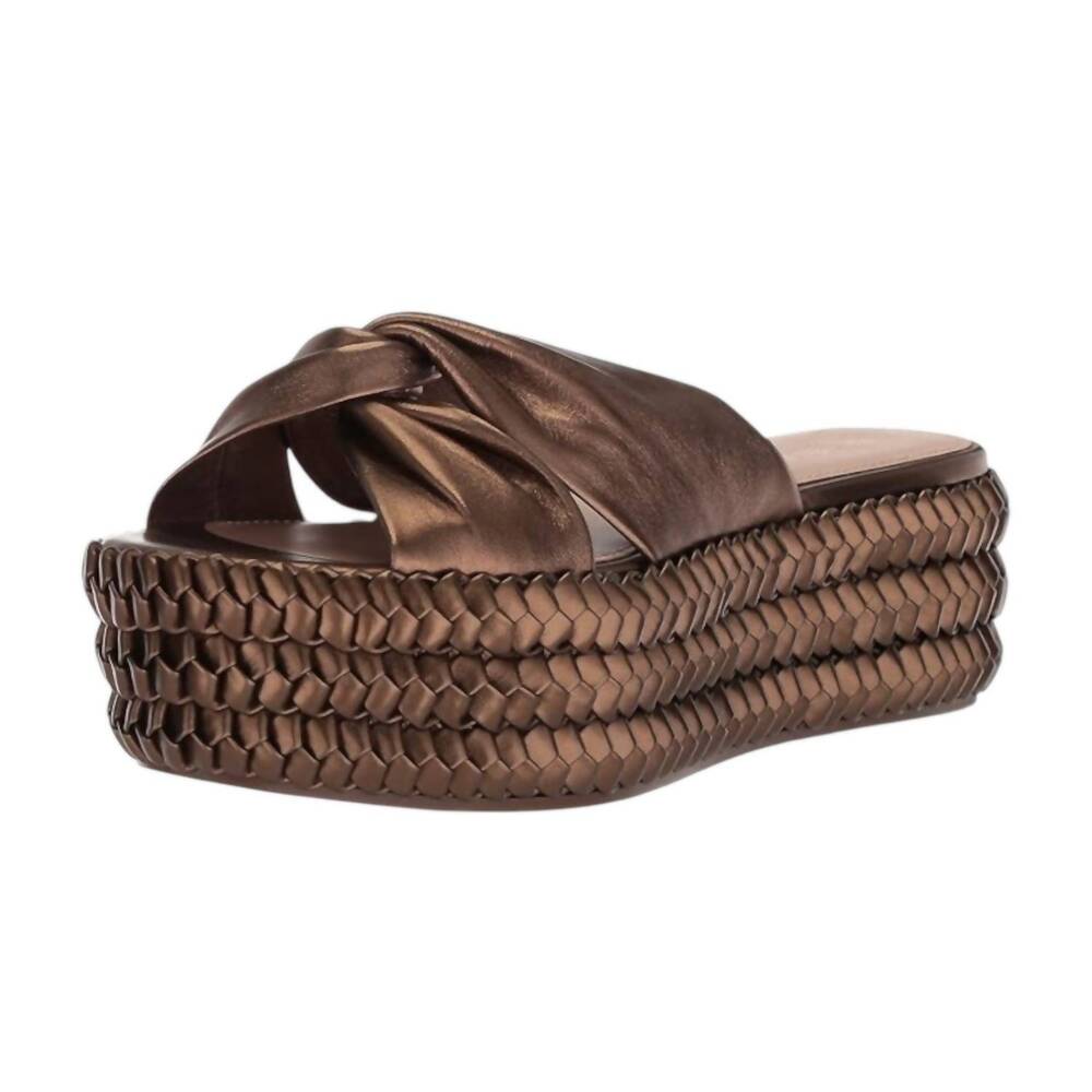 NEW RACHEL ZOE women's polly braid platform sandal in dark bronze metallic nappa